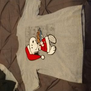 Vintage Snoopy Christmas T-Shirt Cookies Grey